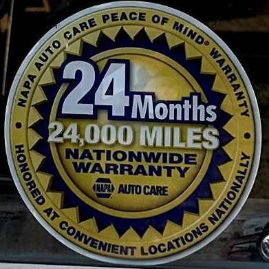 NAPA Warranty Repair Information - 2 year parts guarantee